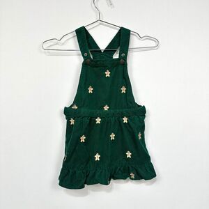 Gymboree Green Corduroy Gingerbread Cookie Holiday Overall Jumper Dress 3T